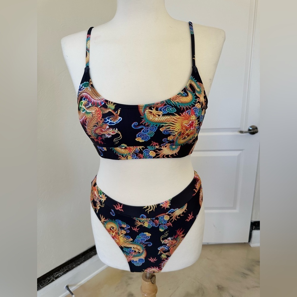 Dragon Print Bikini Set | Size Large | Y2K Tattoo Core
